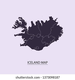 Iceland - High detailed map violet outline map with caption on violet background.Abstract design vector illustration eps 10.
