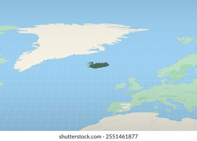 Islandia destacó en un mapa detallado, la ubicación geográfica de Islandia. Mapa de Vector.