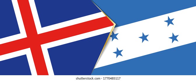 Iceland and Honduras flags, two vector flags symbol of relationship or confrontation.
