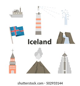  Iceland icon set vector illustration isolated on a white background.Flat style design