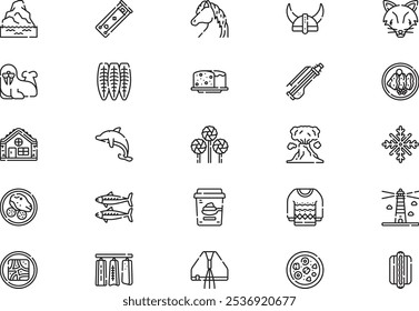 Iceland icons collection is a vector illustration with editable stroke.