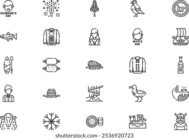 Iceland icons collection is a vector illustration with editable stroke.