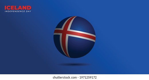 Iceland independence Day design with Iceland flag ball design. good template for Iceland National Day design.