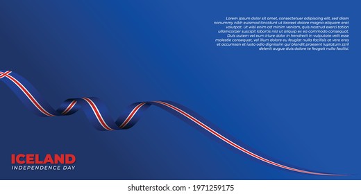 Iceland independence Day design with Iceland flag ribbon design. good template for Iceland National Day design.