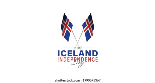 Iceland independence Day design with Iceland flag ribbon design. Icelandic Republic Day. Iceland national day.