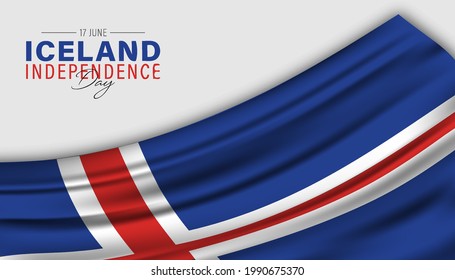 Iceland independence Day design with Iceland flag ribbon design. Icelandic Republic Day. Iceland national day.