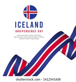 Iceland independence day vector template. Design for banner, greeting cards or print.