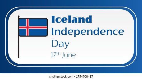 Iceland independence day, vector template illustration on blue background.
