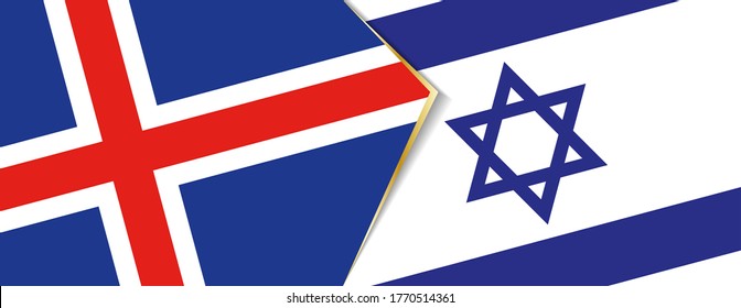 Island und Israel Flaggen, zwei Vektorflaggen Symbol für Beziehung oder Konfrontation.