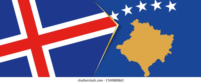 Banderas de Islandia y Kosovo, dos banderas vectoriales símbolo de relación o enfrentamiento.