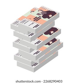 Ilustración del vector krona de Islandia. Billetes incluidos en el paquete de billetes islandeses. Dinero en papel 1000 ISK. Estilo plano. Aislado sobre fondo blanco. Diseño sencillo y mínimo.