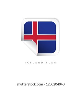 Iceland Label Flags Vector Template Design Illustration