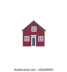 Iceland landmark vector flat illustration isoalted on white background, Icelandic symbols of red architecture, scandinavian colorful building for design map world, historic travel sight attraction