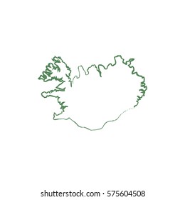 Iceland line map. Vector icon.