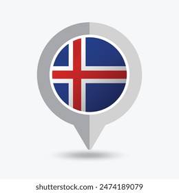 Iceland Location Pin Icon Vector Illustration