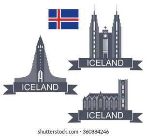 Iceland logo. Isolated Iceland building on white background