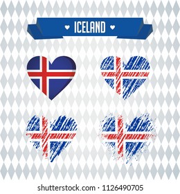 Iceland with love. Design vector broken heart with flag inside