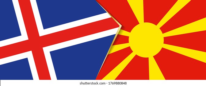 Iceland and Macedonia flags, two vector flags symbol of relationship or confrontation.