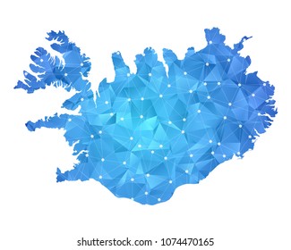 Iceland Map - Abstract geometric rumpled triangular low poly style gradient graphic on white background , line dots polygonal design for your . Vector illustration eps 10