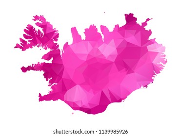 iceland Map - Abstract geometric rumpled triangular low poly style gradient graphic on white background , line dots polygonal design for your . Vector illustration