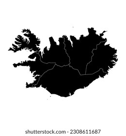 Iceland map with administrative districts. Vector illustration.
