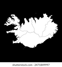 Iceland map with administrative districts. Vector illustration.