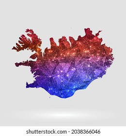 Islands Kartenhintergrund im polygonalen Stil. Vektorgrafik Low-Poly-farbige Island-Karte von einzeln. Vektor EPS10.