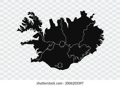 Iceland map black Color on Backgound png