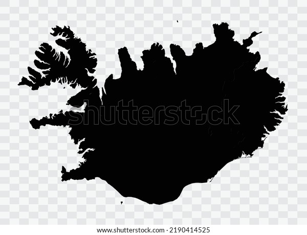 Iceland Map black Color on Backgound png  not\
divided into cities