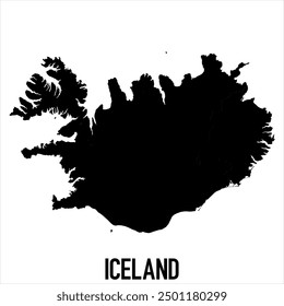 Mapa de Islandia - mapa del mundo negro Plantilla de Vector internacional con alto detalle aislado sobre fondo blanco - Vector