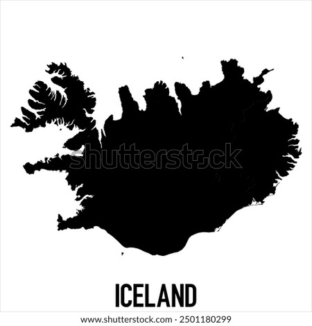 Iceland Map - black World Map International vector template with High detailed isolated on white background - Vector