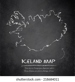 Iceland map blackboard chalkboard vector