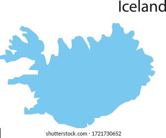Mapa de Islandia, color azul, ilustración vectorial 