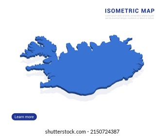 Iceland map blue isolated on white background with 3d isometric vector illustration.