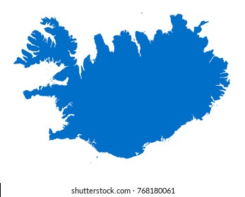 Iceland  Map Blue Vector Isolated On White Background