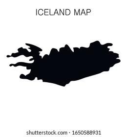 Iceland map and country name isolated on white background. Vector illustration