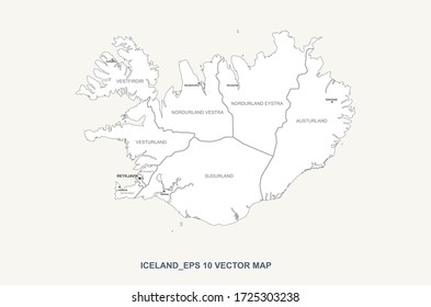iceland map. country vector map of iceland.