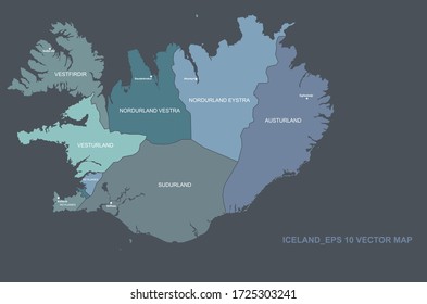 mapa de islandia. mapa del vector del país de islandia.