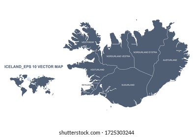 iceland map. country vector map of iceland.