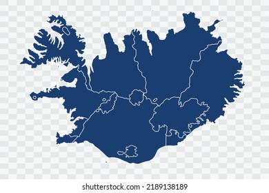 Iceland Map dark blue Color on White Background quality files Color (043B72) png