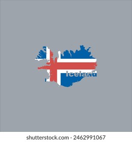 Iceland map and flag color design on gray background