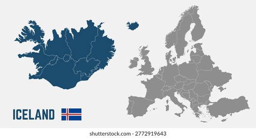 Mapa Islandia  Bandera