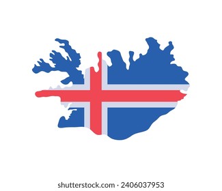 iceland map and flag illustration isolated