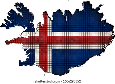 Iceland map with flag inside - Illustration, 
Abstract grunge mosaic vector