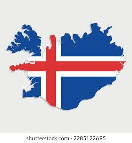 mapa de islandia con bandera en fondo gris