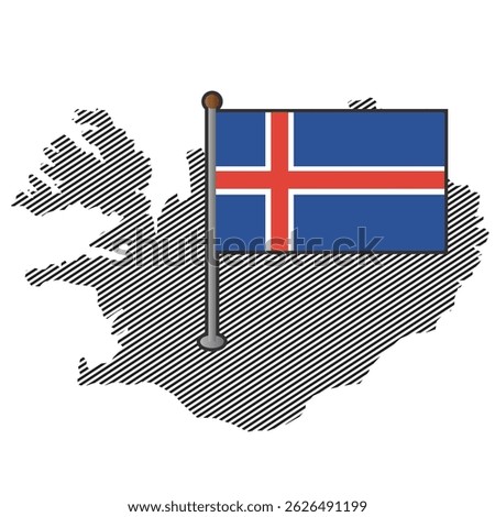 Iceland map with flag. Vector illustration