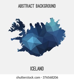 Iceland map in geometric polygonal style.Abstract tessellation,modern design background. Vector illustration EPS8