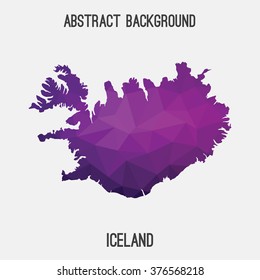 Iceland map in geometric polygonal style.Abstract tessellation,modern design background. Vector illustration EPS8