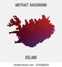 Iceland map in geometric polygonal style.Abstract tessellation,modern design background. Vector illustration EPS8
