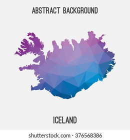 Iceland map in geometric polygonal style.Abstract tessellation,modern design background. Vector illustration EPS8